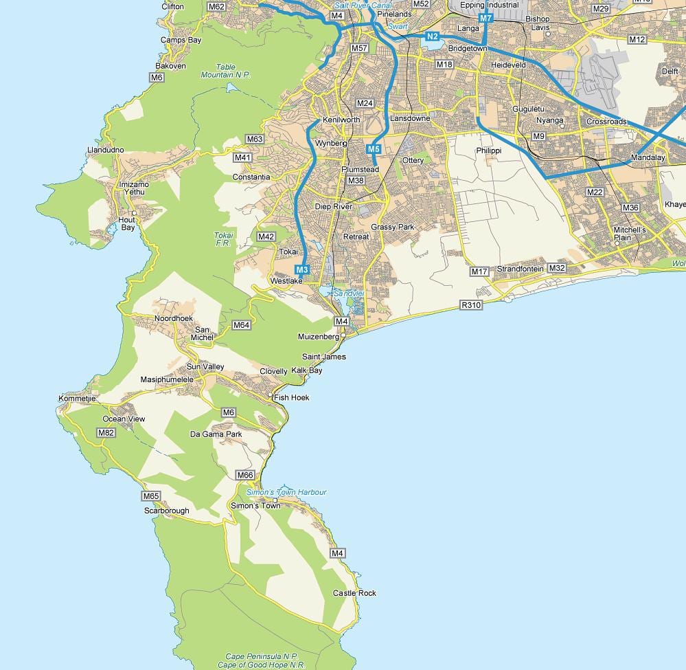 карта на muizenberg Кејп Таун