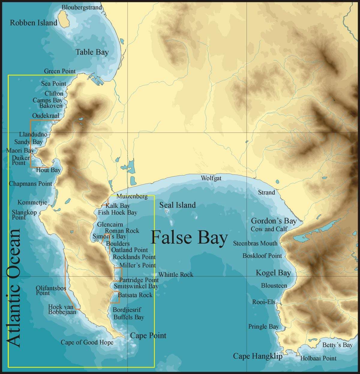 карта на лажни bay Кејп Таун