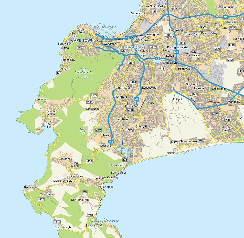 карта на diep реката Кејп Таун