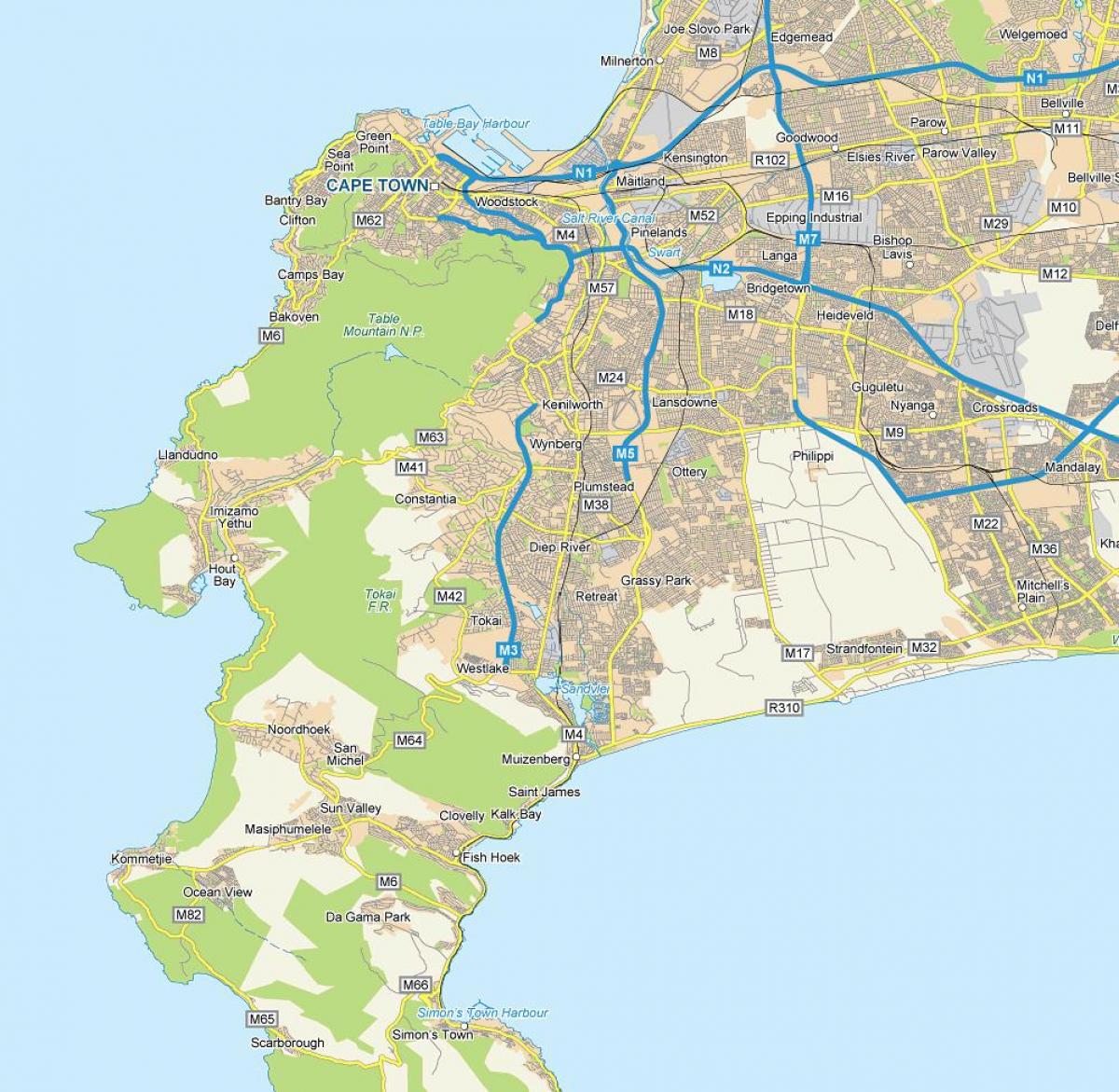 карта на diep реката Кејп Таун