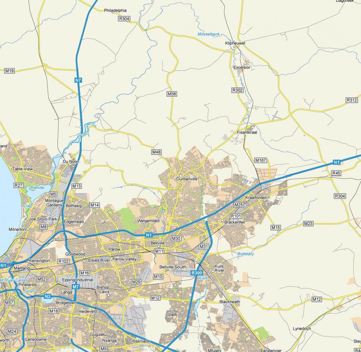 карта на durbanville предградијата