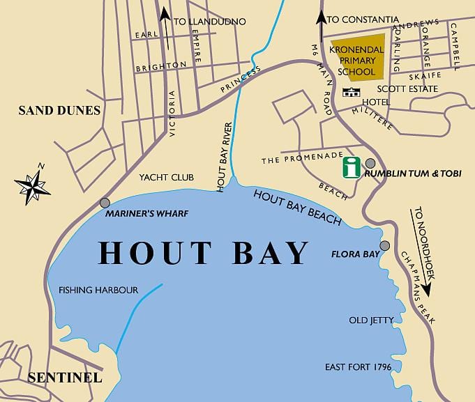 карта на hout bay мапата Кејп Таун