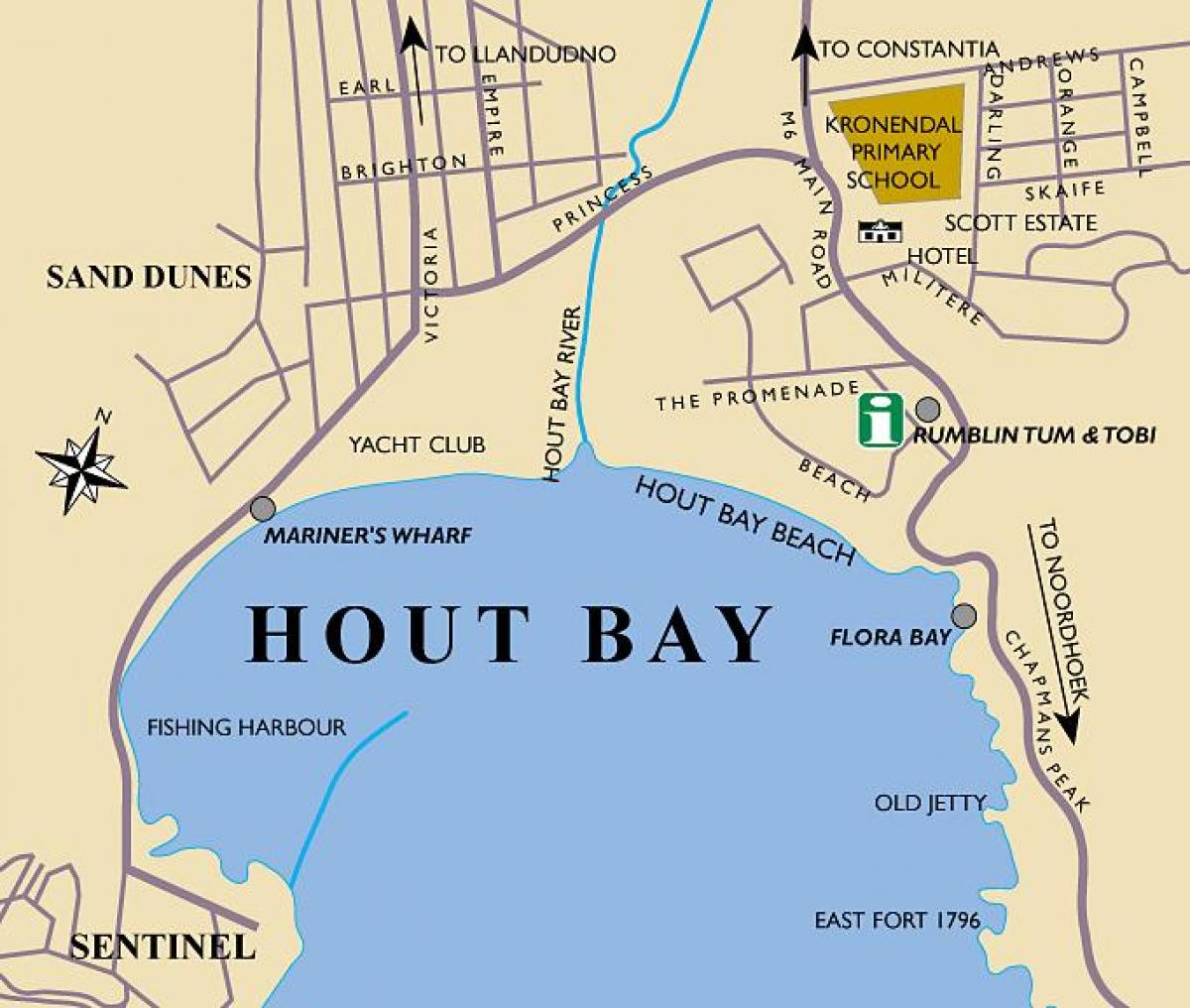 карта на hout bay мапата Кејп Таун