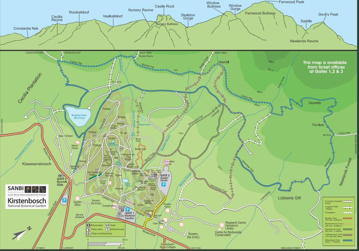 карта на kirstenbosch