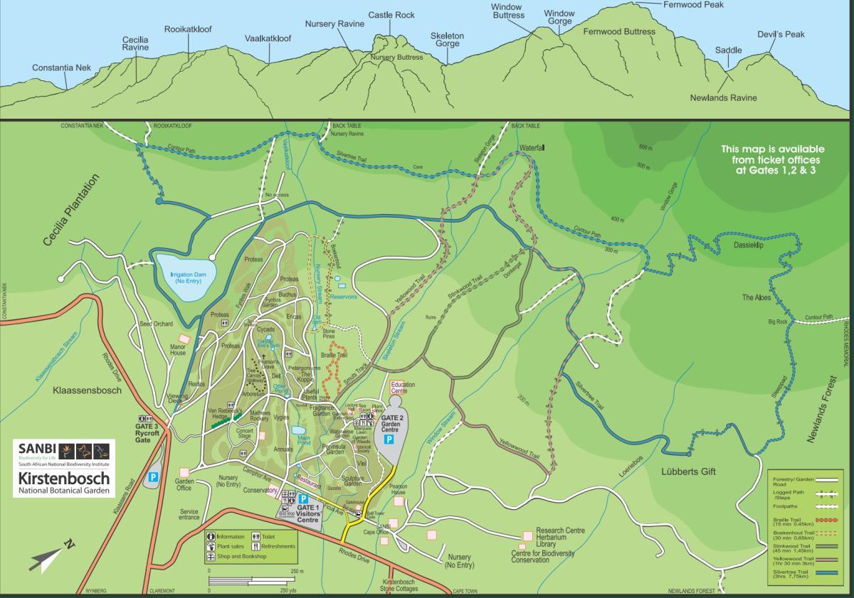 карта на kirstenbosch