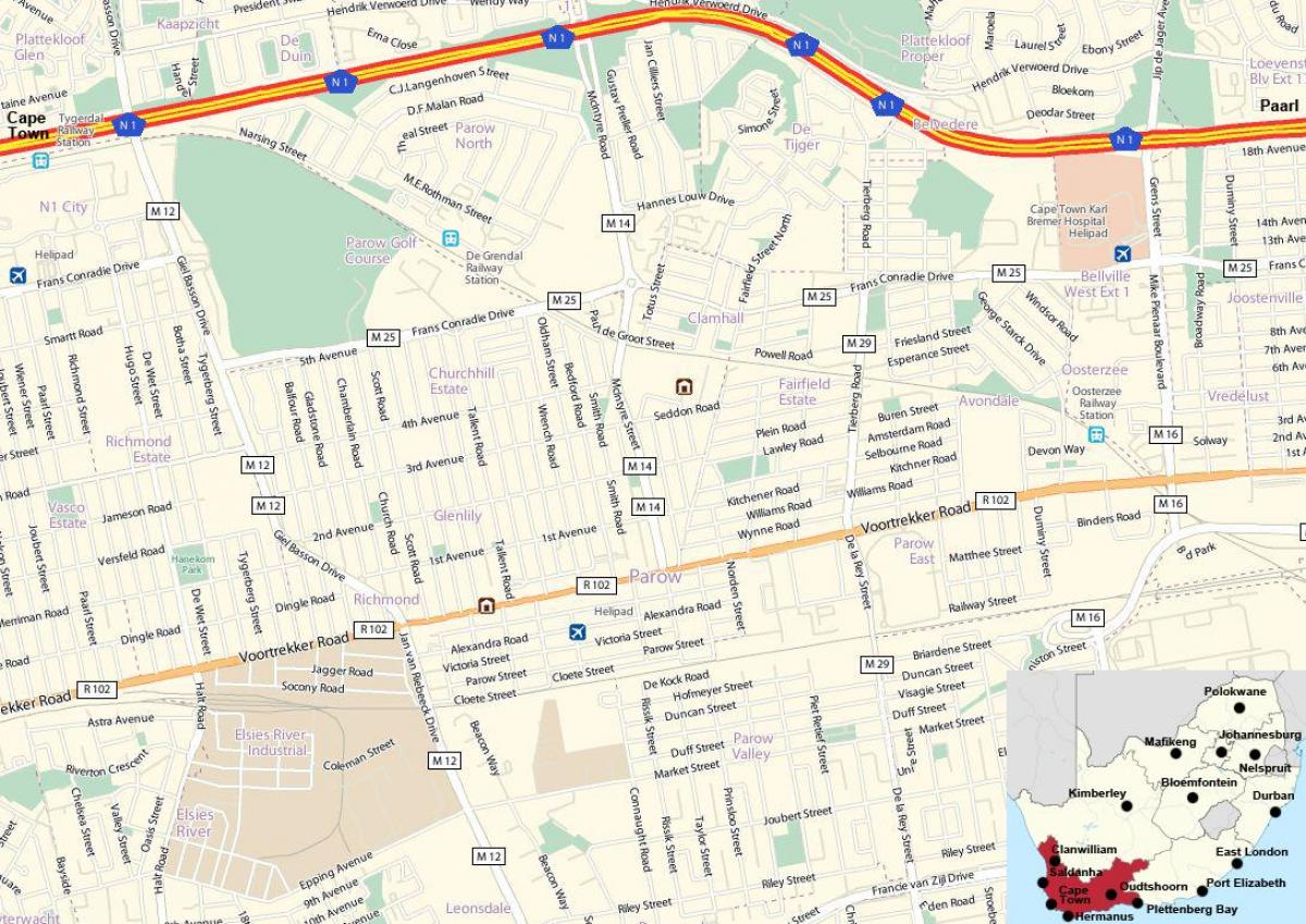 карта на parow Кејп Таун