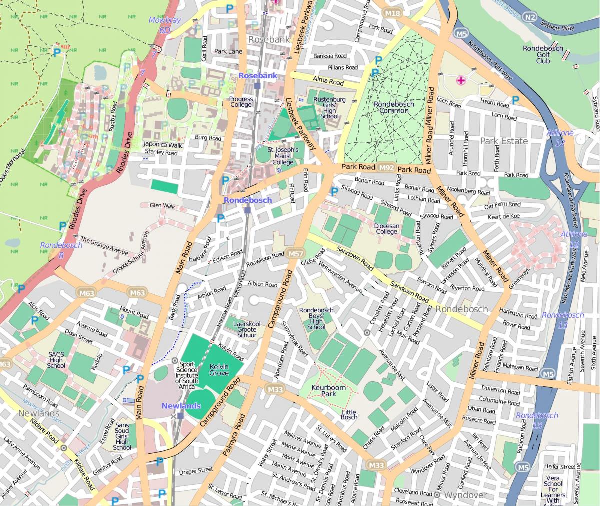 карта на rondebosch Кејп Таун