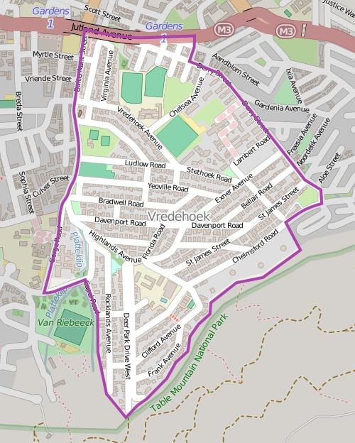 карта на vredehoek Кејп Таун