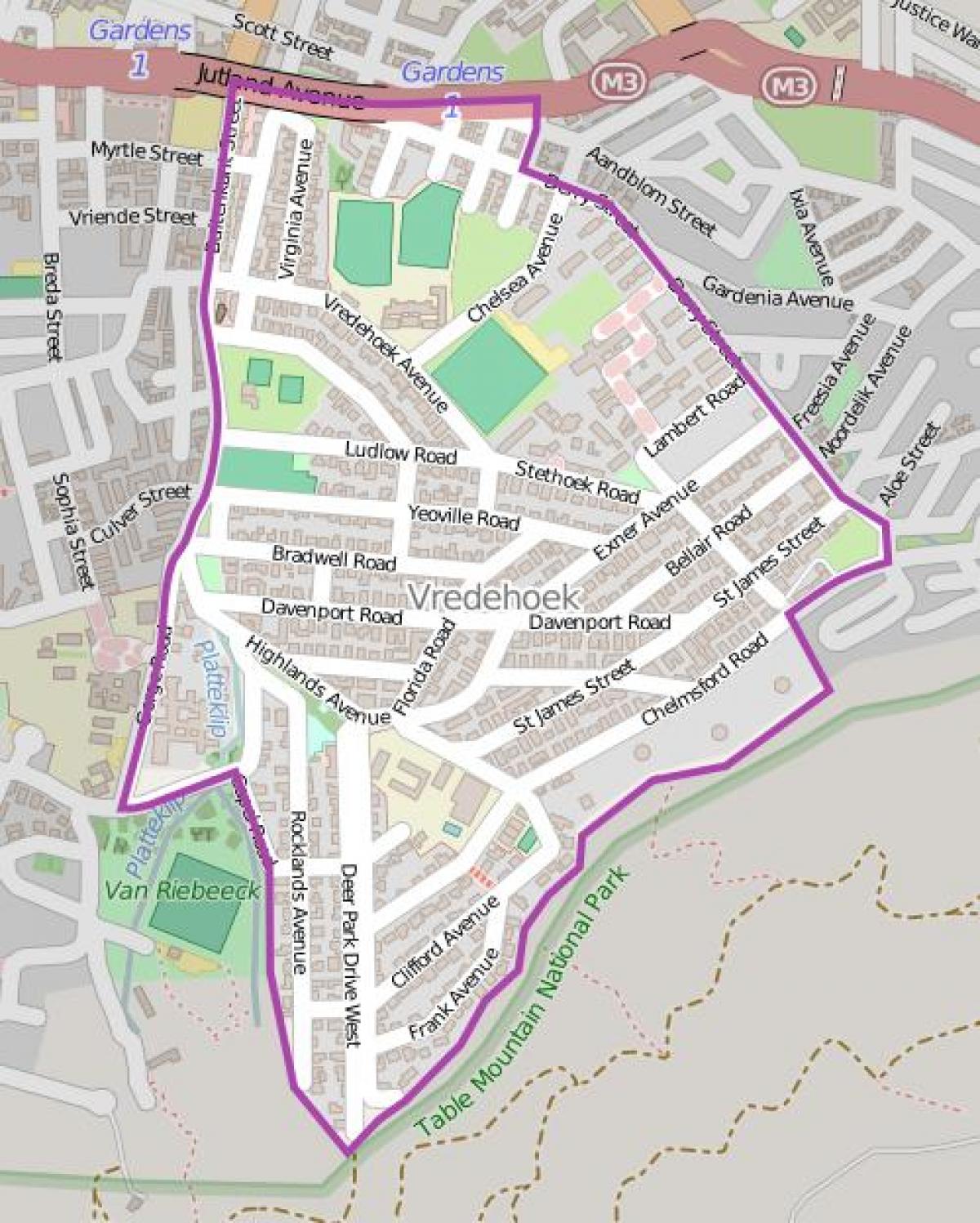 карта на vredehoek Кејп Таун