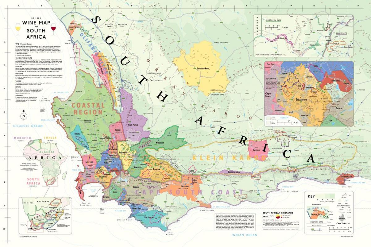 карта на franschhoek винарски визби