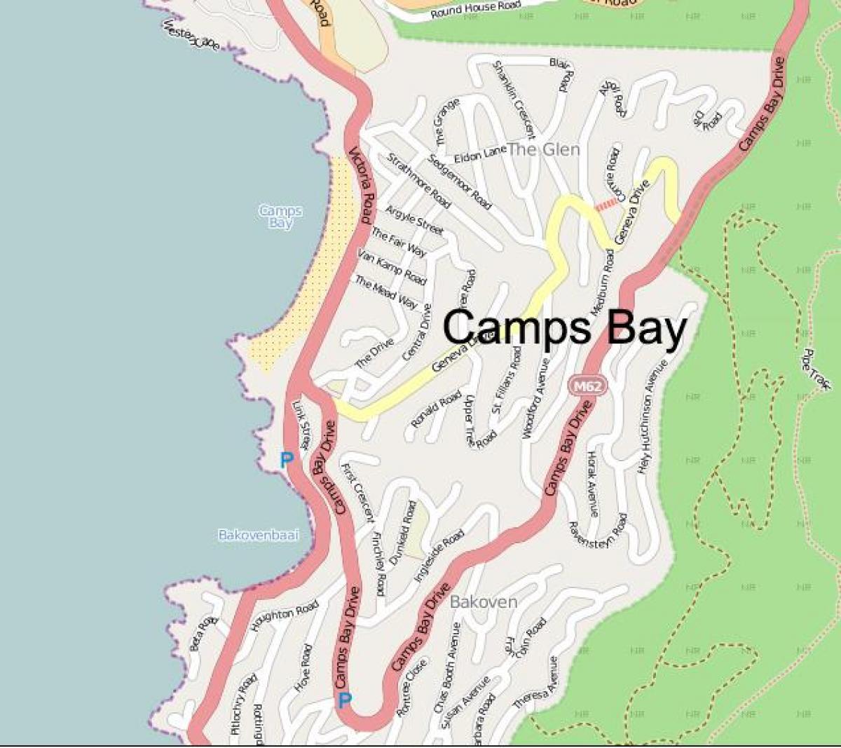карта на кампови bay Кејп Таун