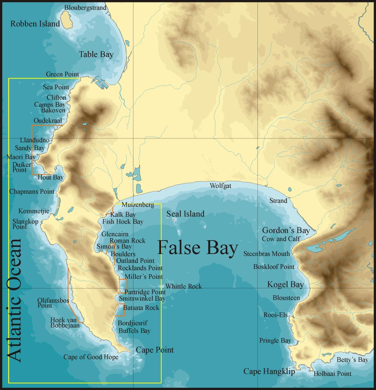 карта на лажни bay Кејп Таун