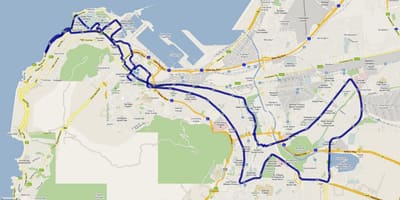 Карта на Кејп Таун маратон пат 