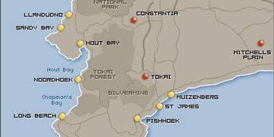 Карта на Кејп Таун плажи