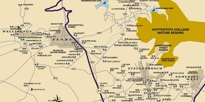 Карта на winelands Кејп Таун