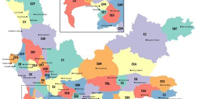 Карта на земјите од западен кејп предградијата